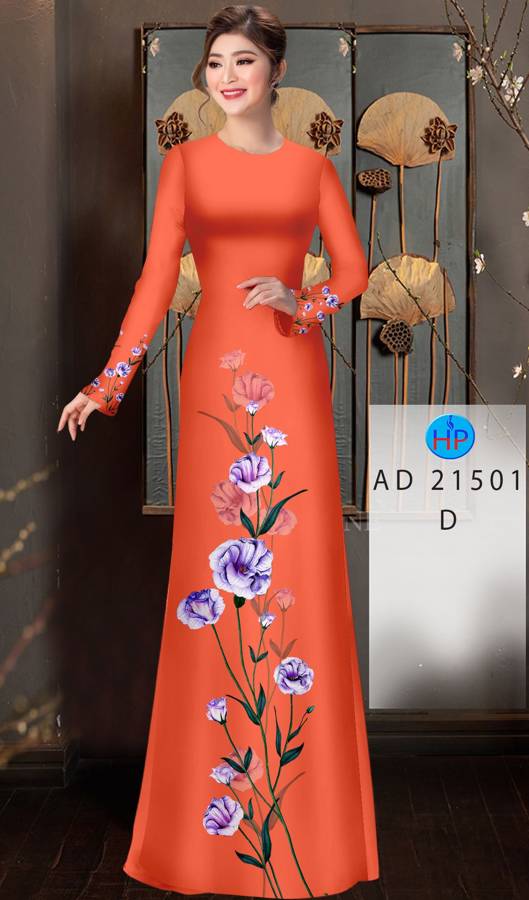 Vải Áo Dài Hoa In 3D AD 21501 4